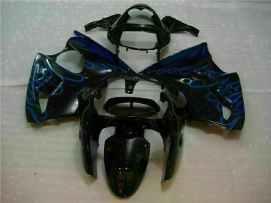 ABS 2000-2002 Black with Blue Flame Kawasaki ZX6R Motorbike Fairings UK