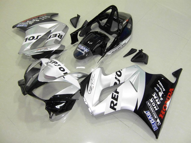 ABS 2002-2013 Silver Repsol Honda VFR800 Motorbike Fairing Kits UK