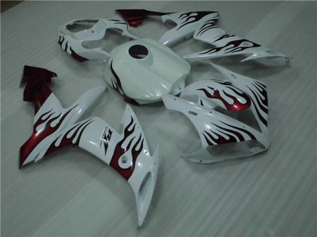 ABS 2004-2006 White Red Flame Yamaha YZF R1 Motorcyle Fairings UK