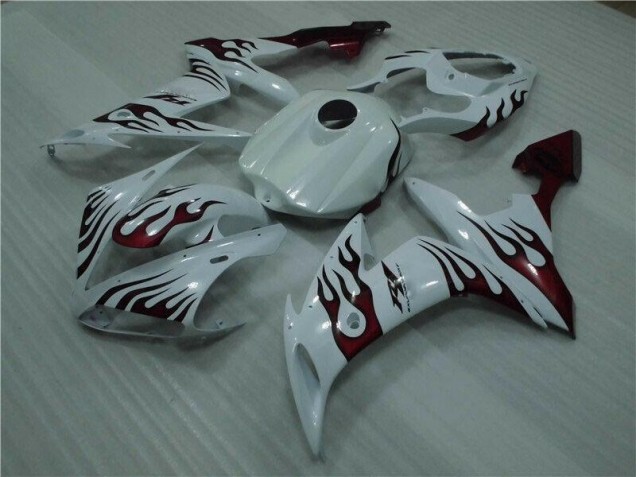 ABS 2004-2006 White Red Flame Yamaha YZF R1 Motorcyle Fairings UK