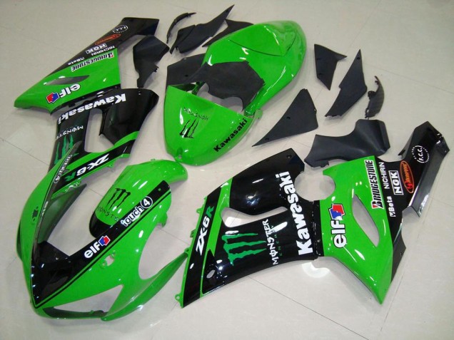 ABS 2005-2006 Green Monster Kawasaki ZX6R Motorcycle Fairing Kit UK