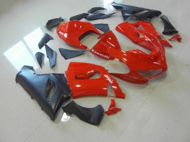 ABS 2005-2006 Red and Matte Black Kawasaki ZX6R Bike Fairings UK