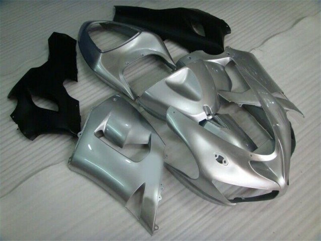 ABS 2005-2006 Silver Black Kawasaki ZX6R Motorcycle Fairing Kit UK