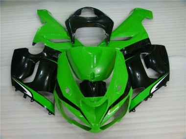 ABS 2005-2006 Green White Black Kawasaki ZX6R Motorcyle Fairings UK