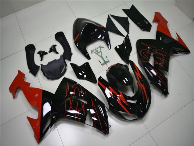 ABS 2006-2007 Black Red Kawasaki ZX10R Motorcycle Fairings UK