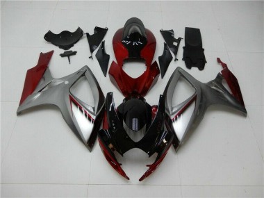 ABS 2006-2007 Red Silver Suzuki GSXR 600/750 Bike Fairing Kit UK