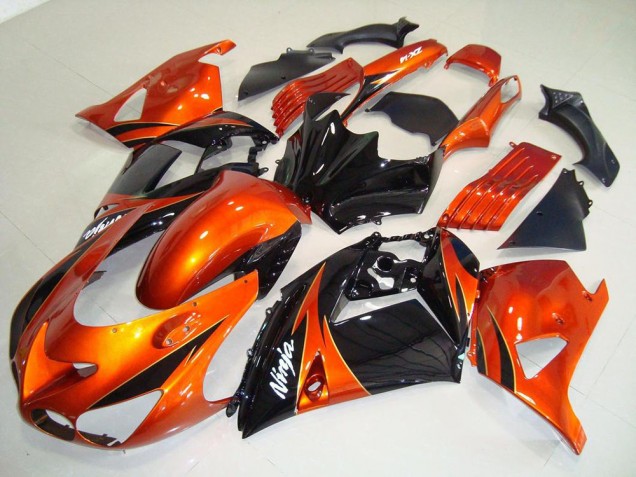 ABS 2006-2011 Orange Black Kawasaki ZX14R ZZR1400 Motorbike Fairings UK