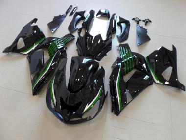 ABS 2006-2011 Glossy Black with Green Line Kawasaki ZX14R ZZR1400 Motor Bike Fairings UK