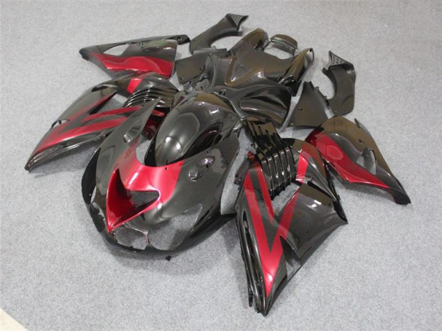 ABS 2006-2011 Black Red Kawasaki ZX14R ZZR1400 Bike Fairings UK