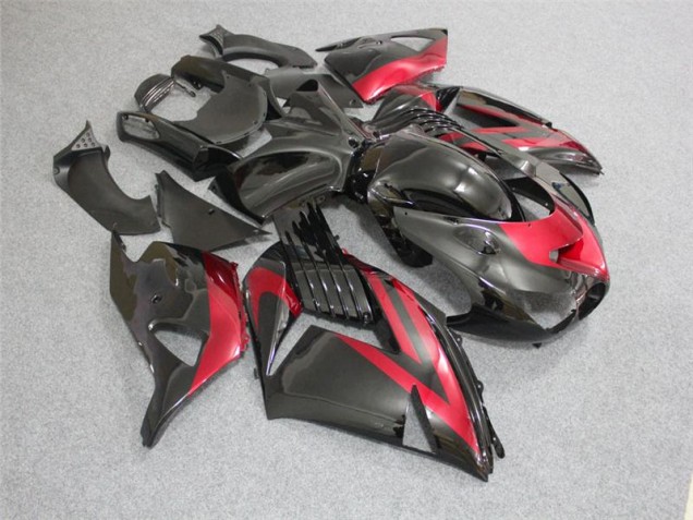 ABS 2006-2011 Black Red Kawasaki ZX14R ZZR1400 Bike Fairings UK