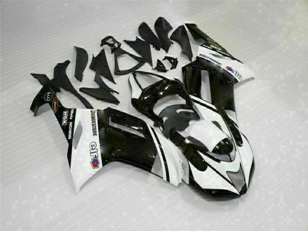 ABS 2007-2008 Black White Kawasaki ZX6R Bike Fairings UK