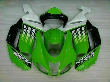 ABS 2007-2008 Green White Ninja Kawasaki ZX6R Motorbike Fairing UK