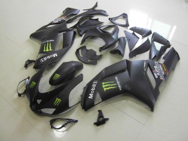 ABS 2007-2008 Matte Black Monster Kawasaki ZX6R Moto Fairings UK