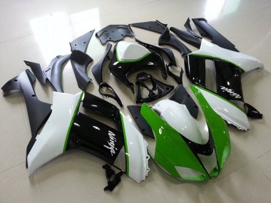 ABS 2007-2008 Green Black White Kawasaki ZX6R Motorcycle Fairing Kits UK