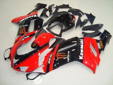 ABS 2007-2008 Monster In Red Kawasaki ZX6R Motorcycle Fairing Kit UK