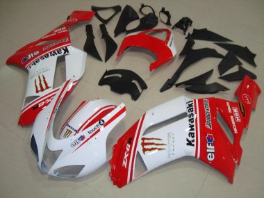 ABS 2007-2008 Red and White Kawasaki ZX6R Bike Fairing UK