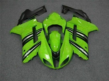 ABS 2007-2008 Green Black Kawasaki ZX6R Motorcycle Fairings Kit UK