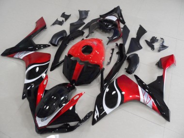 ABS 2007-2008 Black Red Glossy Yamaha YZF R1 Motorcycle Replacement Fairings UK