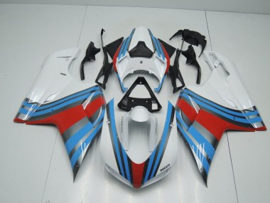 ABS 2007-2014 Blue White Red Ducati 848 1098 1198 Motorcyle Fairings UK