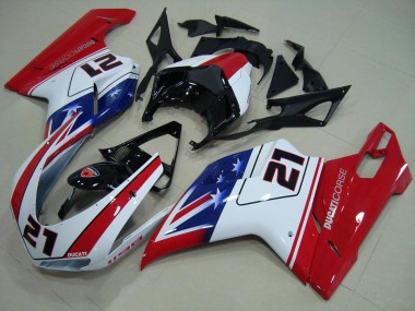 ABS 2007-2014 Black White Red 21 Ducati 848 1098 1198 Motor Fairings UK