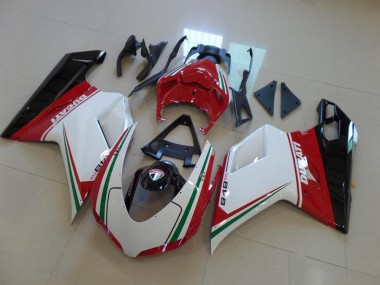 ABS 2007-2014 White Red Ducati 848 1098 1198 Bike Fairing Kit UK