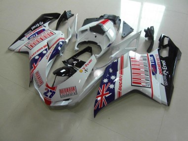 ABS 2007-2014 White Blue Red Ducati 848 1098 1198 Bike Fairings UK