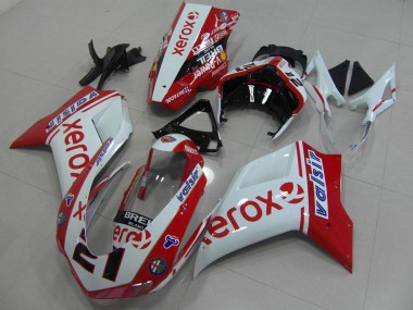 ABS 2007-2014 White Red Xerox Ducati 848 1098 1198 Bike Fairing UK