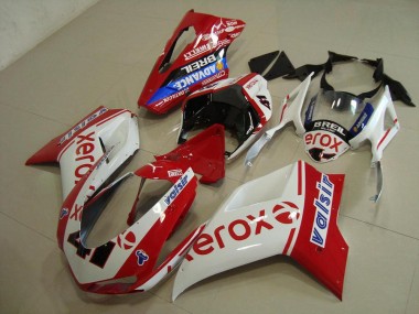 ABS 2007-2014 White Red Xerox Ducati 848 1098 1198 Bike Fairings UK