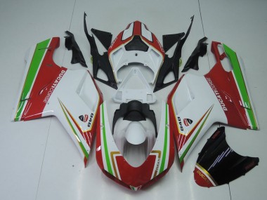 ABS 2007-2014 Red White and Green Ducati 848 1098 1198 Replacement Motorcycle Fairings UK