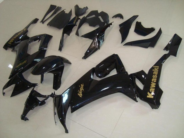 ABS 2008-2010 Glossy Black with Gold Sticker Kawasaki ZX10R Motorcycle Fairings UK