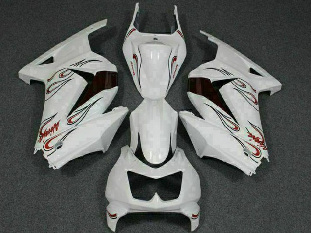 ABS 2008-2012 White Red Kawasaki EX250 Motorcylce Fairings UK