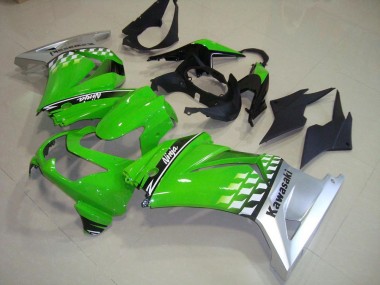 ABS 2008-2012 Green Silver Kawasaki ZX250R Motorcycle Fairings Kit UK