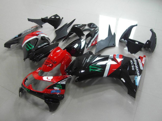 ABS 2008-2012 Red and Black Monster Kawasaki ZX250R Bike Fairings UK