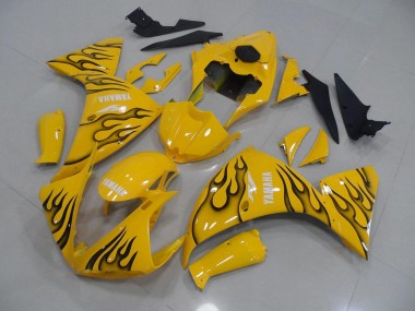 ABS 2009-2011 Yellow Black Flame Yamaha YZF R1 Motorcycle Fairings UK