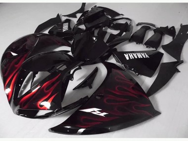 ABS 2009-2011 Red Black Flame Yamaha YZF R1 Bike Fairings UK