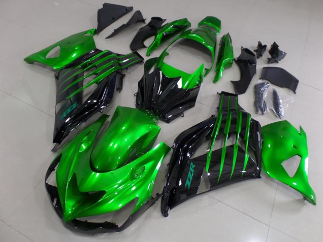 ABS 2012-2021 Candy Green and Black Kawasaki ZX14R ZZR1400 Motorcycle Fairings Kits UK