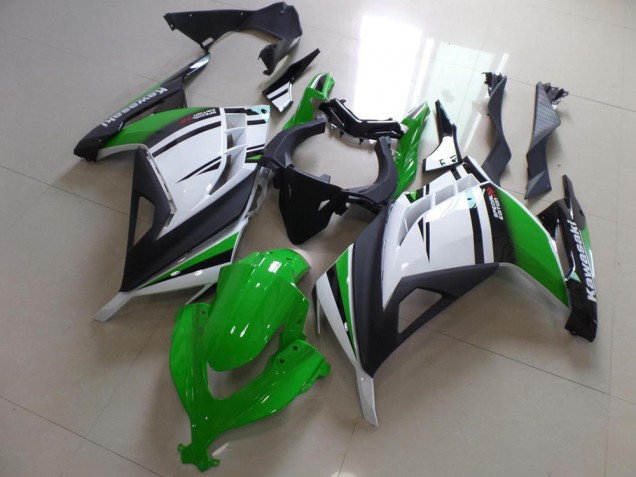 ABS 2013-2016 Green Black and White Kawasaki ZX300R Motorcycle Fairing UK