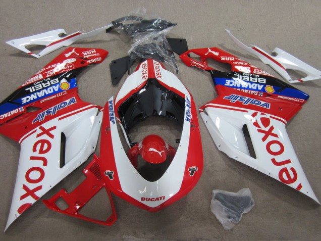 ABS 2007-2014 White Red Xerox Ducati 1098 Motorcycle Replacement Fairings UK