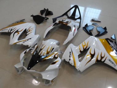 ABS 2002-2013 White Gold Flame Honda VFR800 Bike Fairings UK