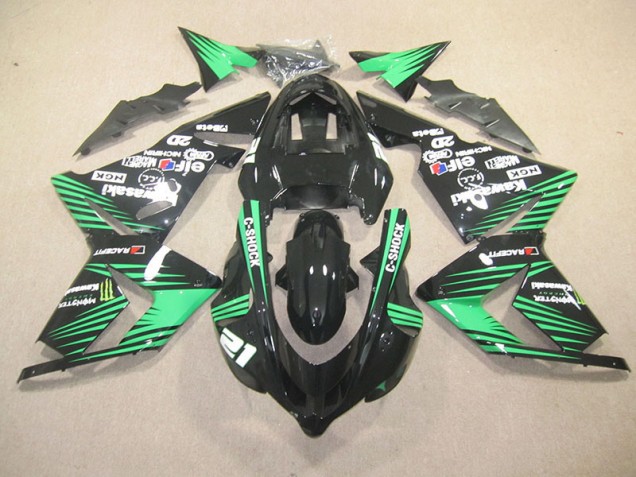 ABS 2003-2005 Black Green C-Shock Monster Kawasaki ZX10R Motorbike Fairing UK