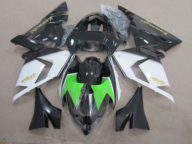 ABS 2003-2005 Black White Gold Ninja Kawasaki ZX10R Motorcycle Fairing Kit UK