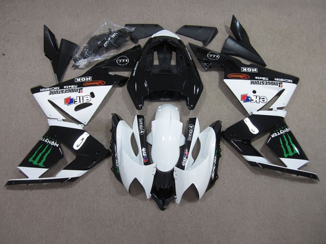 ABS 2003-2005 Black White Monster Kawasaki ZX10R Motorbike Fairing UK