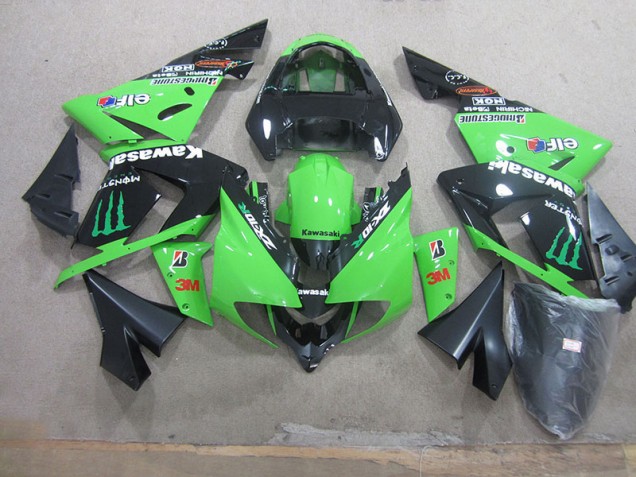 ABS 2003-2005 Black Green 3M Monster Kawasaki ZX10R Replacement Motorcycle Fairings UK