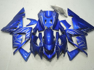 ABS 2003-2005 Blue White Flame Kawasaki ZX10R Motorcycle Replacement Fairings UK