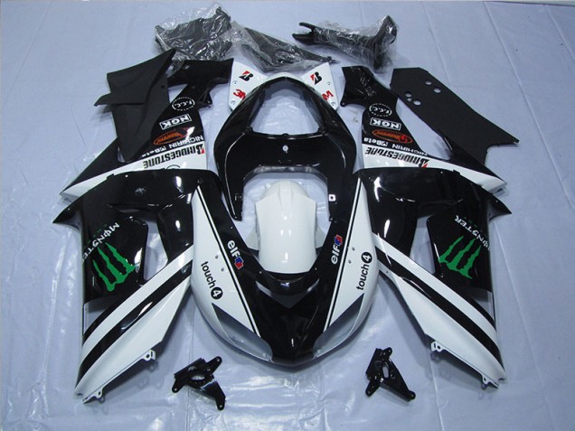 ABS 2006-2007 Black White Touch4 Monster Kawasaki ZX10R Motor Fairings UK