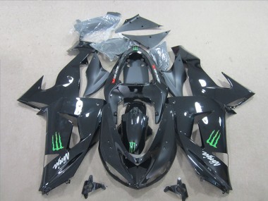 ABS 2006-2007 Black Green Monster Ninja Kawasaki ZX10R Motorcycle Fairings Kit UK