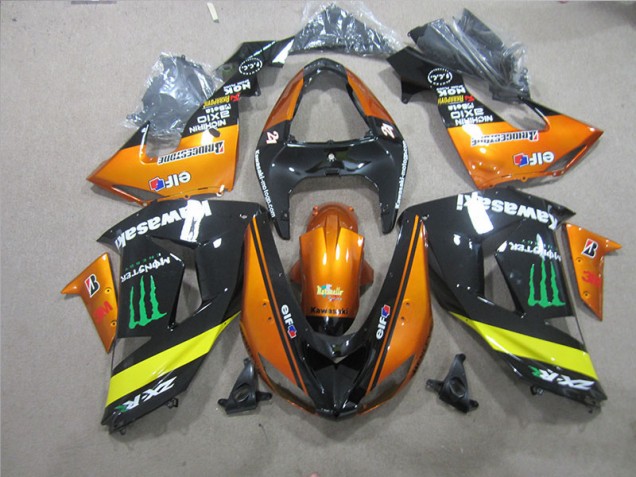 ABS 2006-2007 Black Orange Monster Kawasaki ZX10R Motorcycle Fairing Kits UK