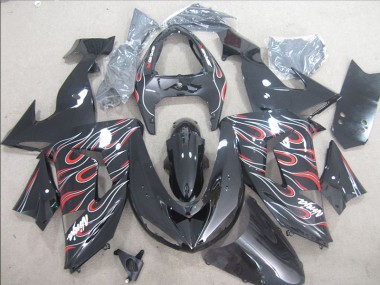 ABS 2006-2007 Black Red White Flame Ninja Kawasaki ZX10R Bike Fairings UK