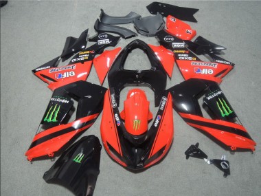 ABS 2006-2007 Black Red Touch4 Monster Kawasaki ZX10R Motorbike Fairing UK