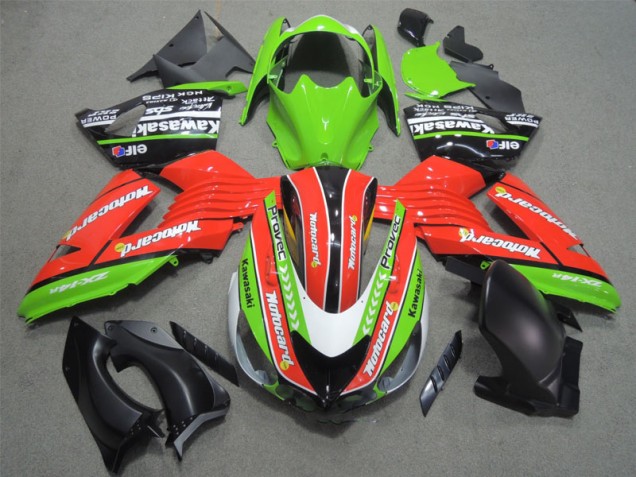 ABS 2006-2011 Red Green Motocard Kawasaki ZX14R ZZR1400 Bike Fairing UK